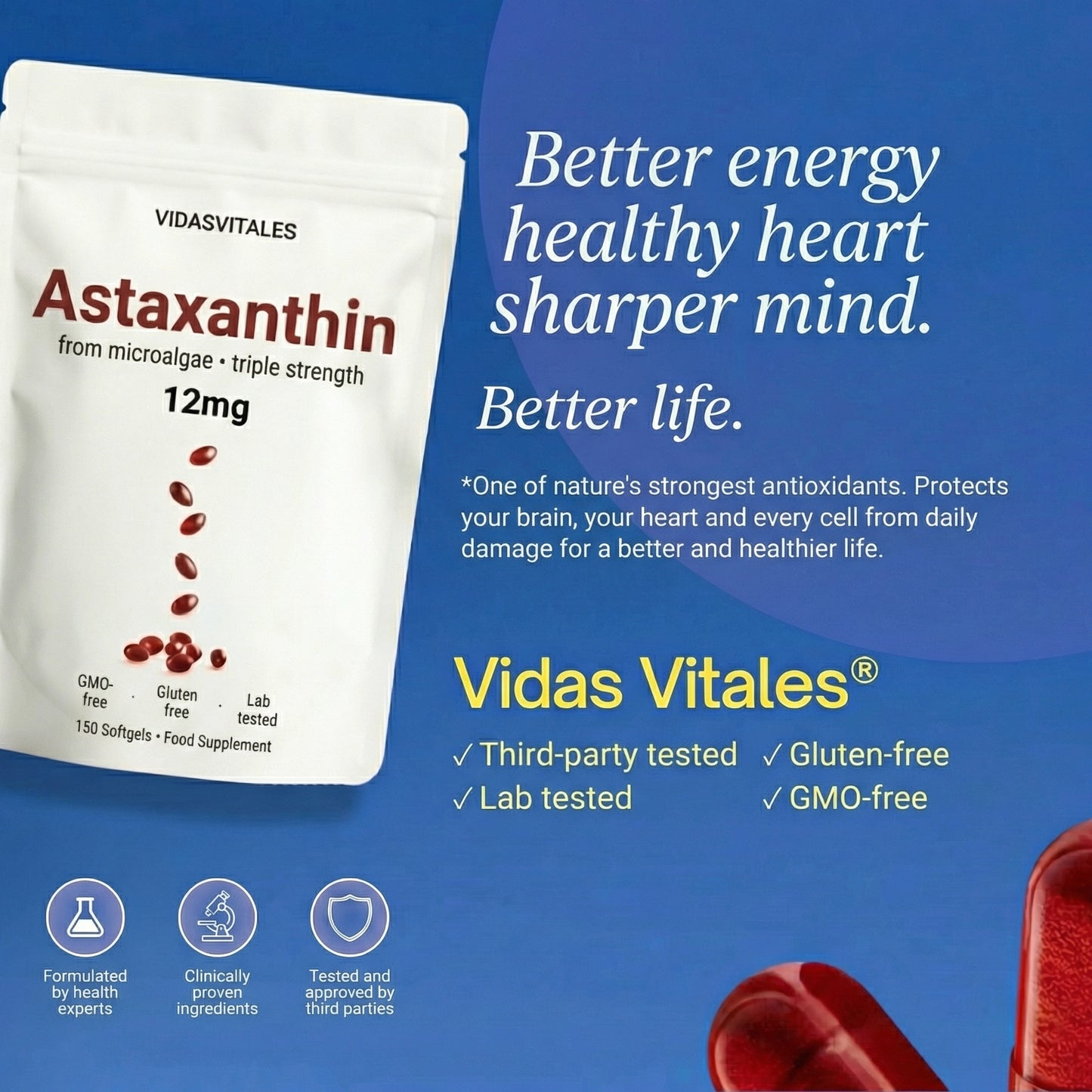 Astaxanthin - Feel Younger and Look Younger in 30 Days or Your Money Back.